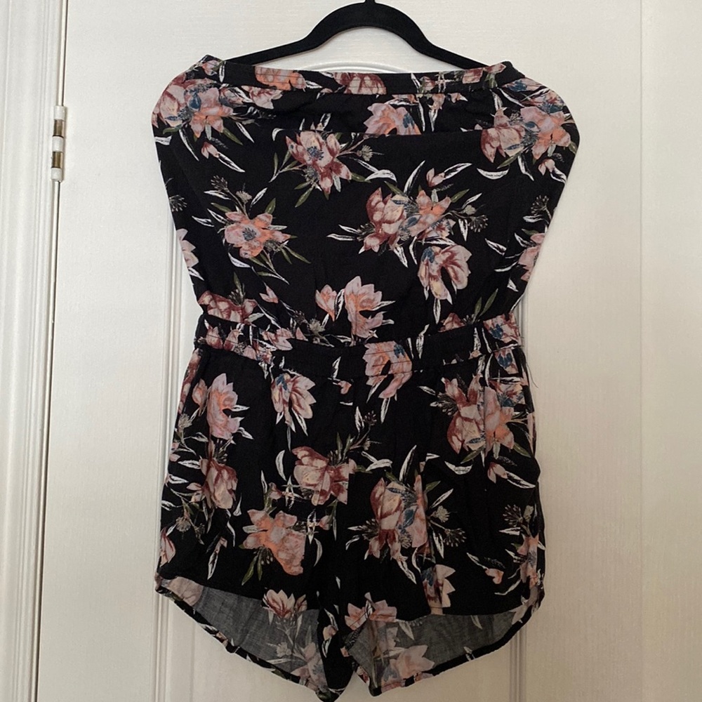Aritzia floral strapless romper